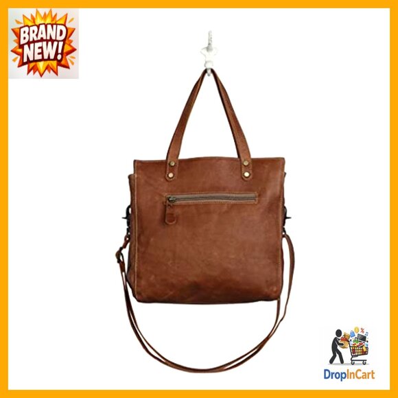 Leather Cowhide Shoulder Bag Handcrafted Vintage Boho Western Square Design